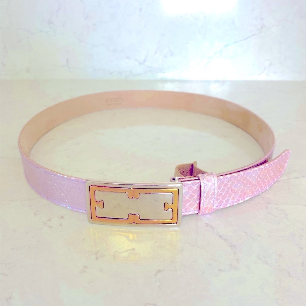 ESCADA pink- purple snake skin pattern belt.
